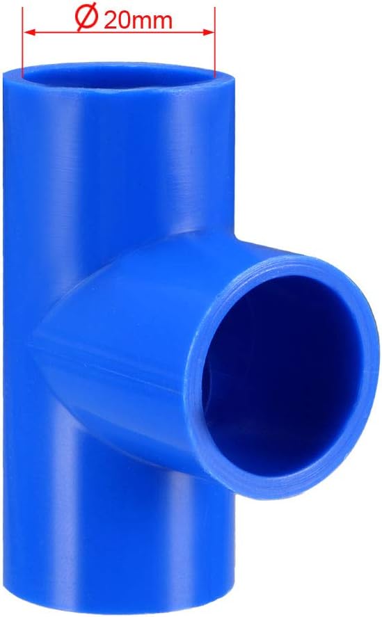 sourcing map 20mm Slip Tee PVC Pipe Fitting T-Shaped Coupling Connector Blue 10 Pcs, Yellow,blue, 20mm Tee, 10 Pack - Image 5