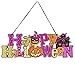 EVAIL Happy Halloween Hanging Sign Decoration Glitter Halloween Pumpkin Party Wall Sign Door Window Decorations Haunted House Yard Party Supplies Decor