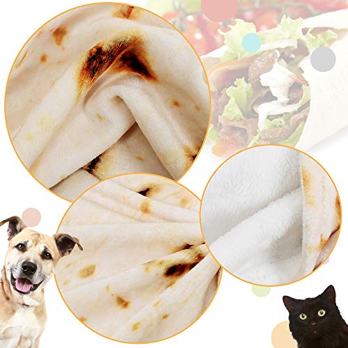 Outivity Burrito Wrap Novelty Blanket, Realistic Food Burrito Tortilla Blanket,Soft Plush Round Throw Blanket for Bed,Couch or Travel (Yellow-2, 49 in)