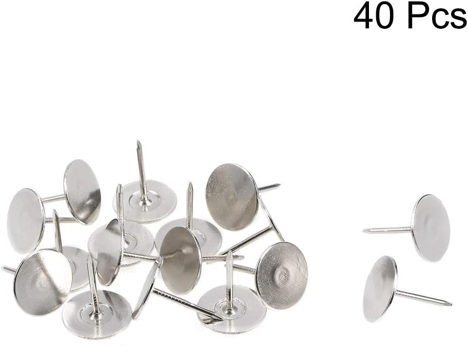 sourcing map Upholstery Nails Tacks 19mmx23mm Flat Head Furniture Nails Silver Tone for Furniture Sofa Headboards 40 Pcs - Image 3