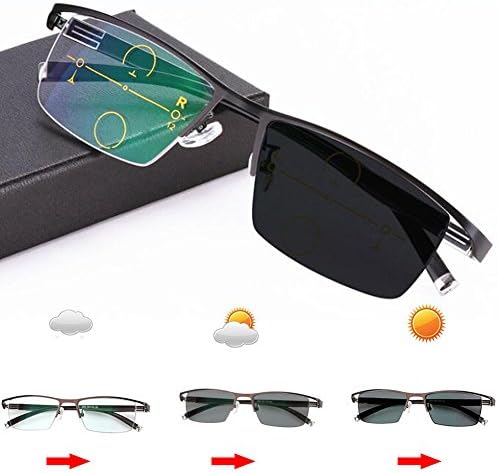 Men Photochromic+ Multifocus Glasses 3 Powers in 1 Reader, Change to Gray On Sun