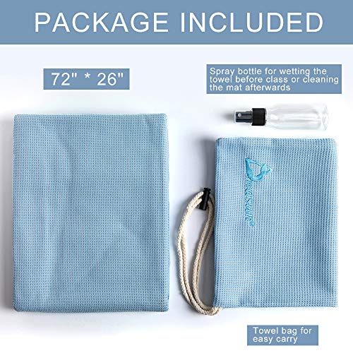DMASUN Yoga Silicone Yoga Towel, Sports Yoga, Traditional Yoga, hot Yoga, Pilates Perfect Choice, Unique Corner Bag Design (72"x26" Light Blue)