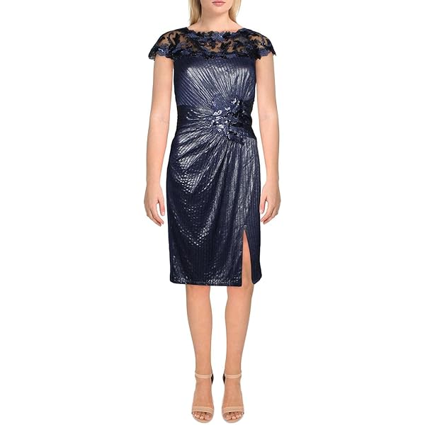 Amazon.com: Tadashi Shoji Women's C/S Metallic Pintuck Dress