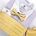 Epoint Jacquard Silk Man Cummerbunds Clip-On Adjustable Yellow Cummerbunds Handkerchiefs Cufflink Set Party Holiday CM1025 Solid Flavescent