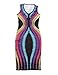 Ninimour Womens Sleeveless Stripe Print Slim Fit Package Hip Bodycon Dress T S