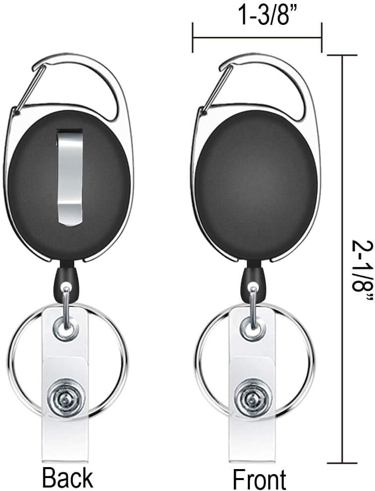 Selizo 6 Packs Retractable Badge Holder Badge Reel Carabiner ID Keychain with Clip, Assorted Color : Office Products