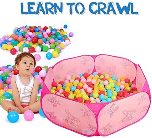 Toddler Ball Pit Kids Pop Up Pink Baby Ball Pit Playpen Indoor Hexagon Ocean Sea Infant Ball Pool, Best Birthday Gift Toy for 1 to 2 Year Old Little Girl (Balls Not Included)