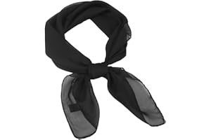 Cherjoury 1950s Scarf Square Ribbon Neck Scarf Square Handkerchief Retro Hair Tie for Women Solid Sheer Headscarf Black