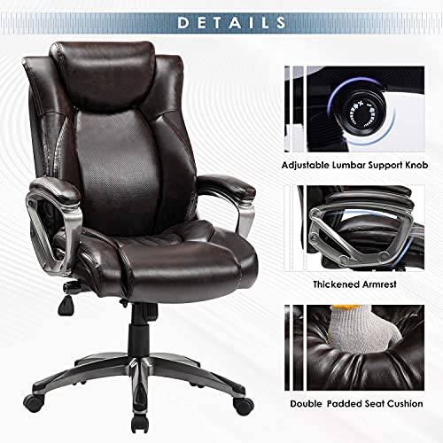 REFICCER Bonded Leather Office Chair Adjustable Builtin Lumbar