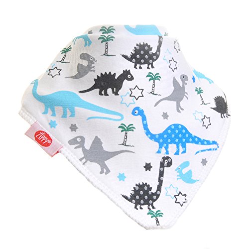 Ziggle Baby Bib & Hat Sets - Cotton Front Dribble Bibs with Adjustable Straps and Knotted Hats - Unisex Stylish (Bib, Uptown Dinosaur)