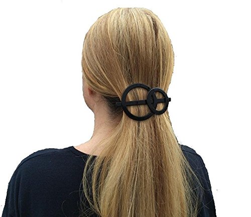 Wardani, LG 2 circles Barrette , Handmade in France Lace (Pink)