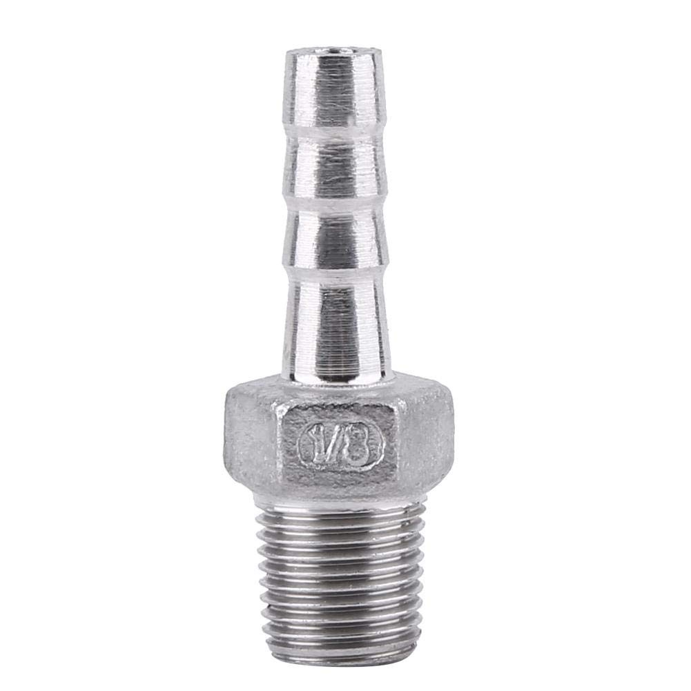 Pipe Fitting Barb Hose Tail Connector Stainless Steel SS304 Male Thread BSP 1/8"~3/4" for Chemical Water Heating Mechanical Piping(1 Point = 1/8 * 6mm)