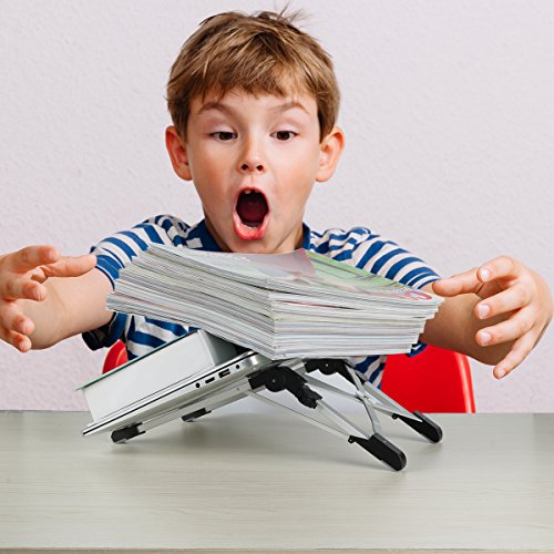 3 in 1 Laptop Tablet and Cell Phone Stand, Megainvo Universal iPad Stand, Portable and Foldable Ergonomic Desktop Stand, Holder Mount for MacBook, Notebook, Computer, PC, iPad, Tablet