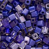 Miyuki 4mm Glass Cube Bead Mix Cobalt Medley Blue 10 Grams