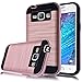 Kmall J1 Case 4.3inch (2015), [Metal Brushed Texture] Hybrid Dual Layer Full-Body Shockproof Protective Cover Skin Shell for Samsung Galaxy J1 J100H / J100VZ (Rose Gold)
