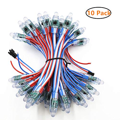 12V 500pcs WS2811 RGB LED Pixels Light Individually Addressable 12mm Diffused Digital Full Color LED Pixel Module Light for LED Screen Wall Advertising Sign Board IP68 Waterproof(12V RWB Wire 500pcs)