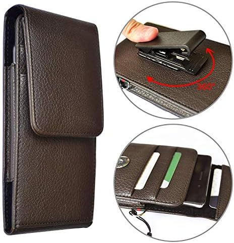 AXELENSUniversal Cellphone Wallet Wrist Lace Clip Belt Hooked adjustable & Cards Slots - Smartphone from 5.2 to 6 inch - Synthetic Leather - BROWN