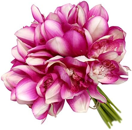 Bridal Bouquets Artificial Flowers Real Touch Orchid Bouquet Wedding for DIY Centerpieces Party … (Fushia)
