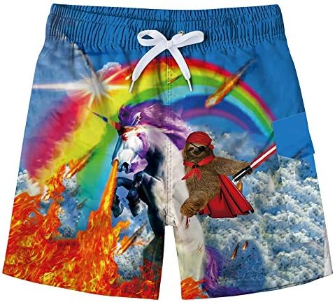 ALOOCA Kid Boys Swim Trunks 3D Quick Dry Summer Beach Shorts Casual Outdoor Surf Board Pants with Mesh Lining 4-12T