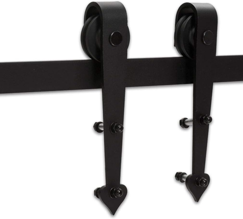 CCJH 8FT Ceiling Mount Bracket Sliding Barn Door Hardware Kit Black