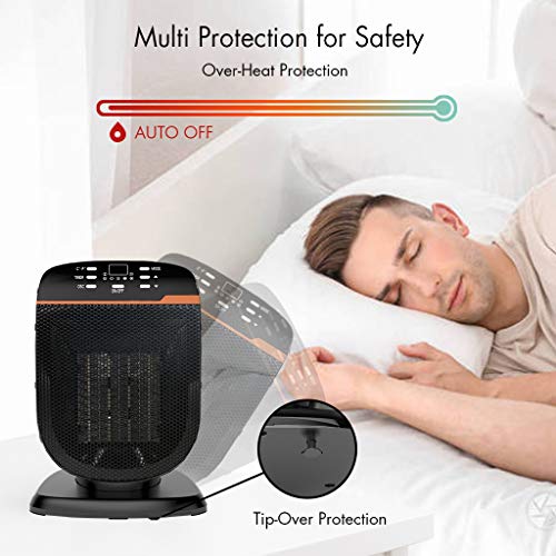NUMIFUN Space Heater 1500W Oscillating Portable Electric Heater for Office Home Indoor Use Small Heater Energy Efficient with Digital Thermostat Adjustable Temperature and Timer, ETL Certified