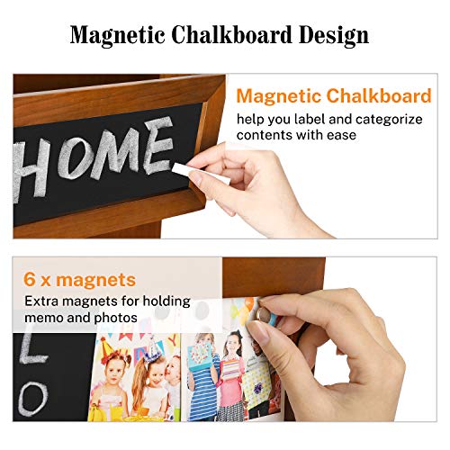 image for Magicfly Mail Sorter Organizer Wall Mount, 2 Slot Wooden Mail Holder f