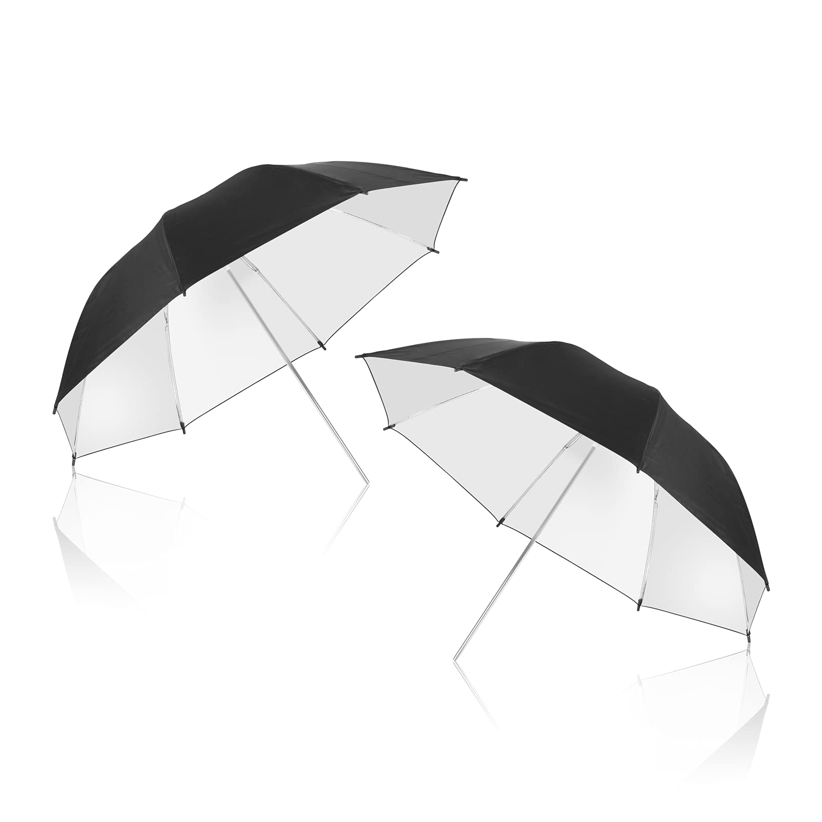 EMART 2 Pack 33inch Professional Photography Studio Photo Lighting Flash Reflective Black/Silver Umbrella