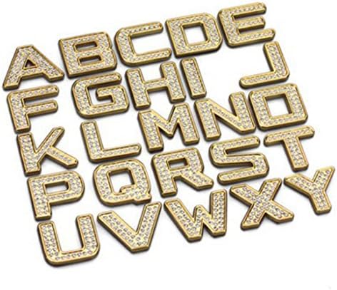 Individual DIY Metal Diamond Letter Alphabets 3D Car Badge Sticker Decal Emblem (Letter "C", Gold)