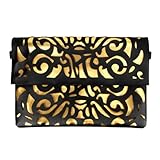 BMC Dual Color Faux Leather Vinyl Decorative Cut Out Print Large Envelope Clutch