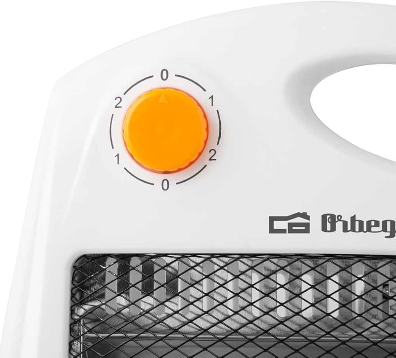 BP 5007, 800 W, 2 niveles de potencia, 2 barras de cuarzo, reflector protegido de alta brillantez, dispositivo de seguridad antivuelco, asa para transporte, color blanco