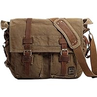 Berchirly Vintage Military Men Canvas Messenger Bag for 17.3Inch Laptop