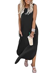 ANRABESS Women's Sleeveless Loose Plain Maxi