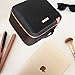 CatwalkFX Professional Makeup Train Case, Travel Organiser with EVA Adjustable Dividers, Cosmetic Makeup Bags for Women - Black with Exclusive Removable LED Light Up Travel Mirror with Stand - Large
