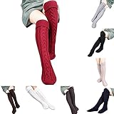 Mosunx Women Overknee Thigh High Warmer Socks Knit Woolen Yarn Stocking