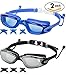 2 Pack Swim Goggles,Adult Swimming Goggles for Men Women Youth Kids,Anti Fog UV Protection,No Leaking,Shatterproof,with Ear Plug(Black,Blue)