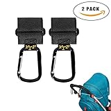 Stroller Hooks, Mom Hooks for Stroller, Hanger for Baby Diaper Bags, Purse, Non-Slip Multi-Purpose Mommy Stroller Organizer Clip for Shopping, Travelling and Walking- 2 Pack
