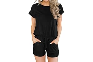 ANRABESS Women’s Rompers 2024 Summer Crewneck Casual Short Sleeve One Piece Jumpsuit Fashion Outfits Clothes with Pocket