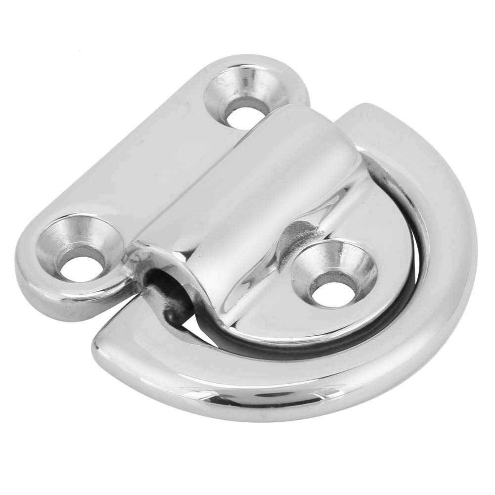 Jenngaoo 8mm Stainless Steel Folding D Ring Tie Down Anchors, Marine Grade Surface Mount Cleat for Boat Yacht Cargos, Trucks Trailers & Cargo Management Lashing Rings