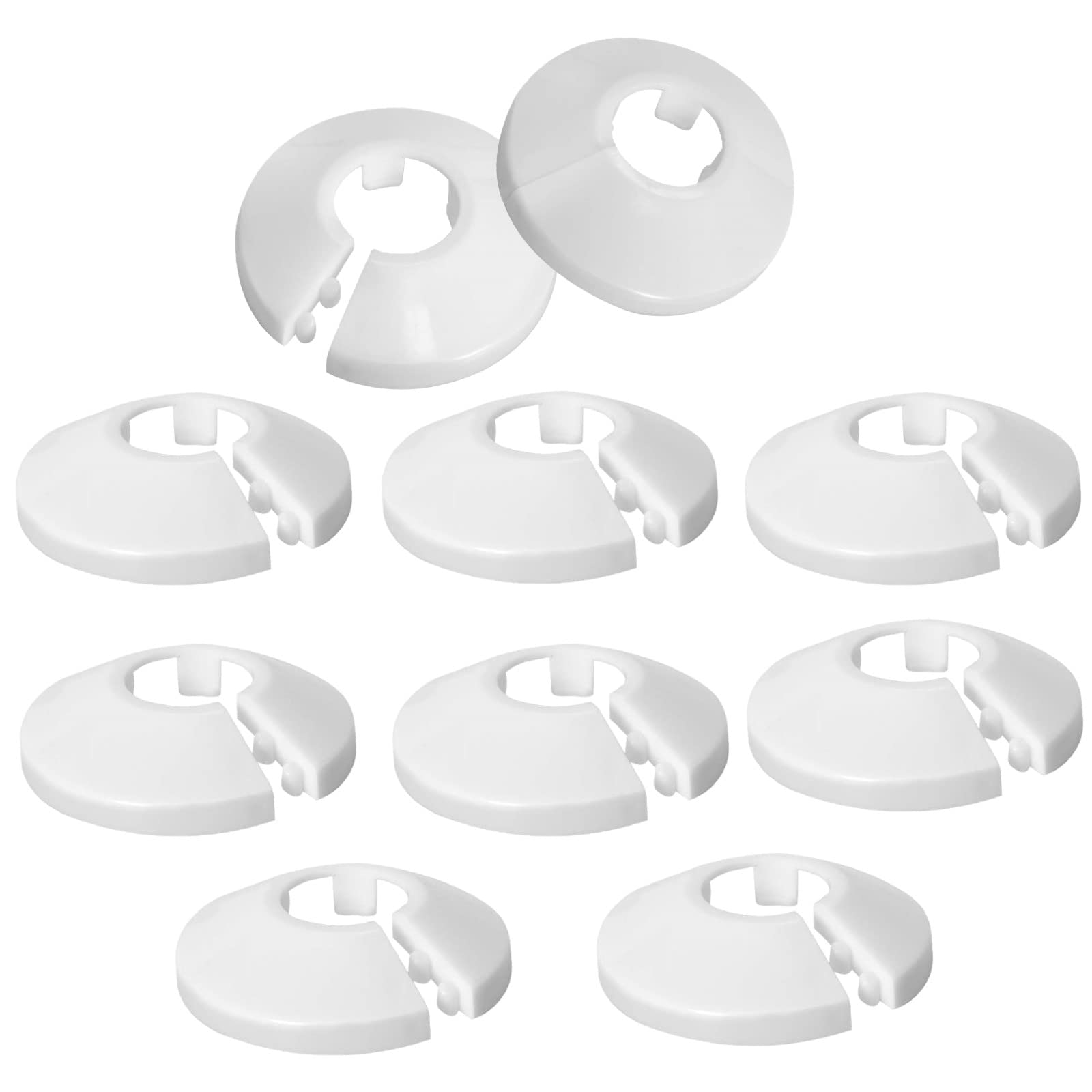White Plastic Pipe Collars,Pipe Decoration Cover,6/10pcs Strong White Plastic Pipe Covers,Radiator Floor Pipe Cover Decoration,Heating Pipe Covers Sleeve for 15 Mm Diameter Pipe (10)