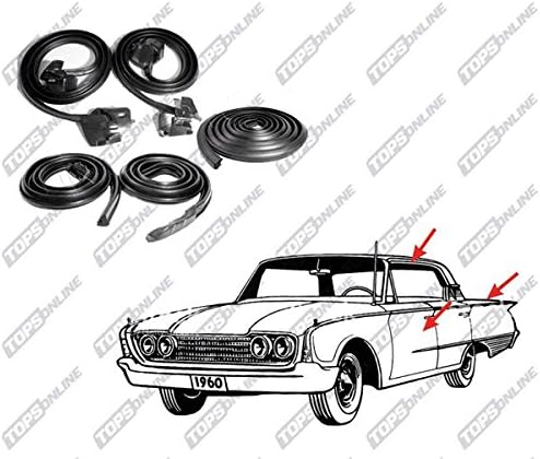 TopsOnline 5 Piece Weather Seals Kit for 2-Door Hardtop Model, Fits 1969 Thru 1972 Pontiac Grand Prix