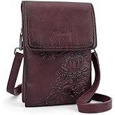 VIMUTI Small Crossbody Bags for Women Trendy Vegan Leather Cell Phone Bag Embossed Flower Design Wallet Purses with Strap