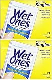 WET ONES Moist Towelette Antibacterial Citrus Singles 24 ea (Pack of 2)