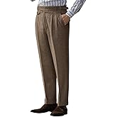 SNOLY Men's Winter Retro Woolen Gurkha Pant Straight Flat Front Chino High Waist Tapered Leg Rolled Pants,Two Styles
