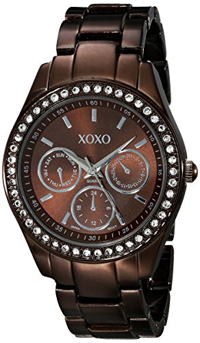 XOXO Women's XO5458  Rhinestone Accent Chocolate Brown Analog Watch