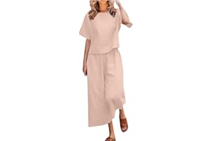 GENERIC Womens Plus Size Cotton Linen Lounge Sets 2 Piece Travel Outfits 2024 Linen Set Summer Casual Matching Set Pants Suit