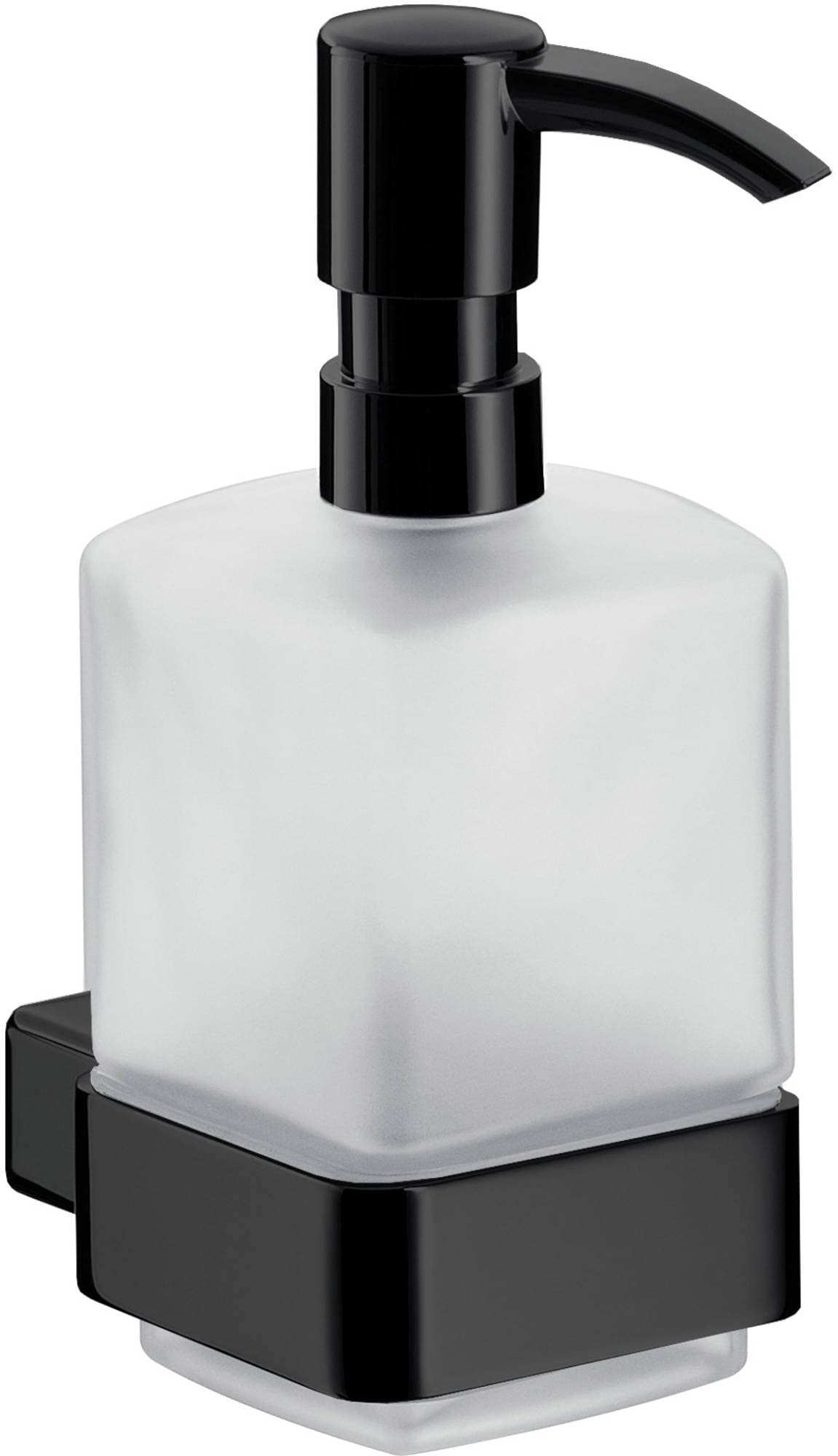 Emco Loft 52113301 Liquid Soap Dispenser (Container Crystal Glass Satined, Height 160 mm, Width 70 mm) Pump Head Plastic Black — image 1