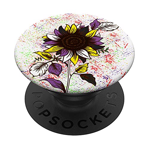 Sunflower Non Binary Flag Agender Pride Month Nonbinary PopSockets Swappable Po…