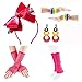 80s Fancy Outfit Costume Accessories Set,Leg Warmers,Fishnet Gloves,Neon Earrings and Bowknot Headband