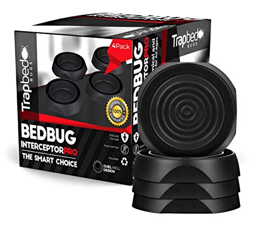 Bed Bug Interceptors 4 pack Bed Bug Trap Black. Design Ensures no Talcum Powder or Additional Products Needed. The Most Reliable Bed Bug Trap on the Market Black