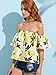 Floerns Women's Casual Print Off Shoulder Flare Sleeve Top Loose Blouse